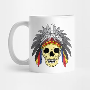 Indian Chief Skull Wearing Headdress Mug